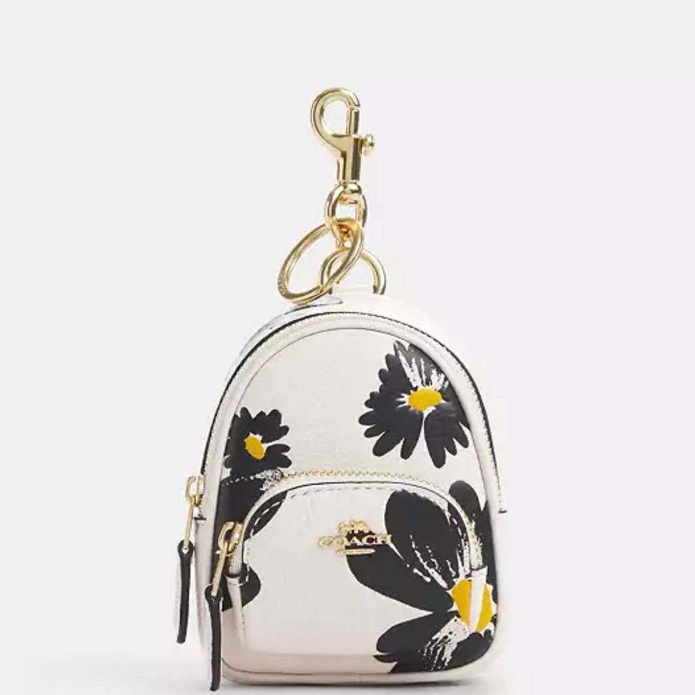 NWT Coach Mini Court Backpack Bag Charm With Floral Print CZ605